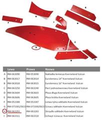 Skrzydło odkładni lewe 14"-16" Kverneland Vulcan pasuje śruba M12X35NOS - 10 szt