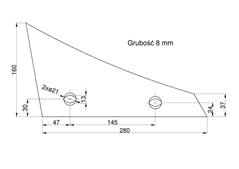 Pierś odkładni lewa dwuotworowa Kverneland Vulcan pasuje śruba M12X35NOS - 2 szt.