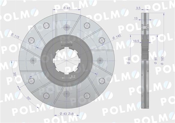 Tarcza hamulca fi 165 nowy typ 5040240781 Bizon POLMO