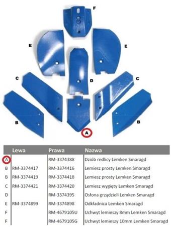 Dziób redlicy Lemken Smaragd Vulcan pasuje śruba M12X35PL - 1 szt.