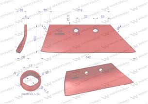 Lemiesz przedpłużka prawy 8. 9 zastosowanie Kverneland stal borowa Waryński