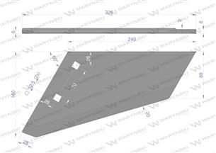 Lemiesz agregatu podorywkowego lewy zamiennik LP-240/2-otwory Gruber Kos Unia stal borowa Napawane WARYŃSKI
