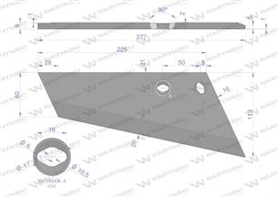 Lemiesz agregatu podorywkowego prawy 260mm/2-otwory 925361 Gruber typ Brodnica RAU Uniwersalne Napawane WARYŃSKI