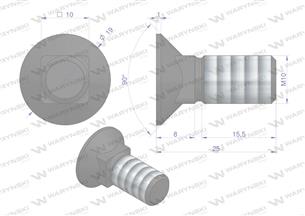 Śruba kpl. płużna podsadzana D 608 M10x25 mm kl.10.9 Waryński ( sprzedawane po 25 )