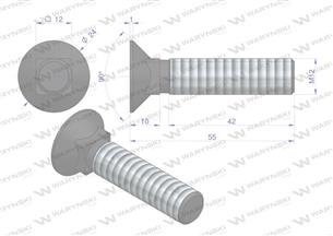 Śruba kpl. płużna podsadzana D 608 M12x55 mm kl.10.9 Waryński ( sprzedawane po 25 )