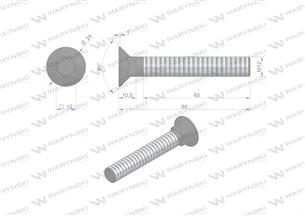 Śruba kpl. płużna podsadzana D 608 M12x80 mm kl.10.9 zastosowanie Gruber Waryński ( sprzedawane po 25 )