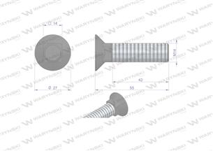 Śruba kpl. płużna podsadzana D 608 M14x55 mm kl.10.9 Waryński ( sprzedawane po 10 )