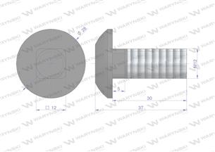 Śruba kpl. płużna grzybkowa podsadzana M12x30 mm kl.10.9 zastosowanie Lemken Smaragd Waryński ( sprzedawane po 25 )