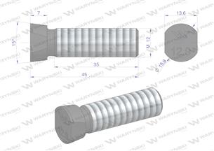 Śruba kpl. płużna oval z dwóch stron ścięta M12x45 mm kl.12.9 zastosowanie Kverneland Waryński M12X45OV2KV ( sprzedawane po 25 )