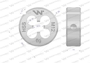 Narzynka przemysłowa M12x1,75 ze stali HSS DIN22568 Warynski