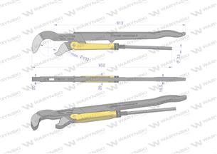 Szczypce nastawne szwedzkie do rur szczęki typ S o rozstawie max 103mm długość 652mm Waryński