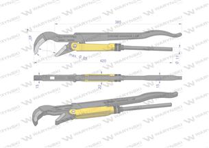Szczypce nastawne szwedzkie do rur szczęki typ 45° o rozstawie max 55mm długość 420mm Waryński