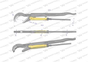 Szczypce nastawne szwedzkie do rur szczęki typ 45° o rozstawie max 103mm długość 652mm Waryński