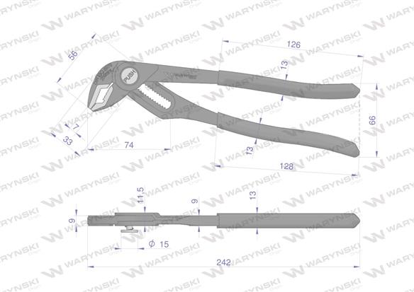 Szczypce do rur szybkonastawne 250mm. zakres szczęk 50 mm Waryński