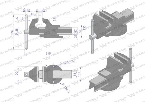 Imadło ślusarskie z żeliwa sferoidalnego stałe 100 mm Waryński