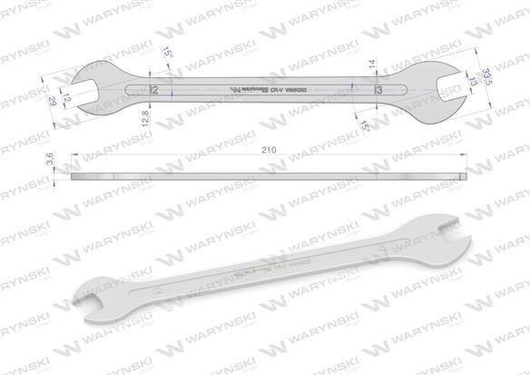 Klucz ultra płaski 12 x 13 mm, CrV Waryński