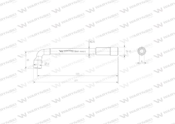 Klucz fajkowy 8 mm dwunastokatny ze stali CrV Waryński
