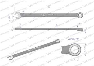 Klucz płasko-oczkowy 6 mm. CrV standard ASME B107-2010 Waryński