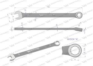 Klucz płasko-oczkowy 8 mm. CrV standard ASME B107-2010 Waryński