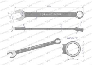 Klucz płasko-oczkowy 18 mm. CrV standard ASME B107-2010 Waryński