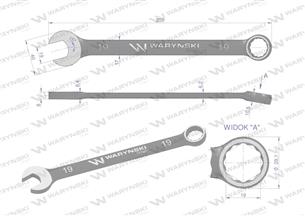 Klucz płasko-oczkowy 19 mm. CrV standard ASME B107-2010 Waryński