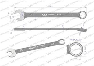 Klucz płasko-oczkowy 23 mm. CrV standard ASME B107-2010 Waryński