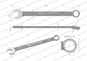 Klucz płasko-oczkowy 24 mm. CrV standard ASME B107-2010 Waryński