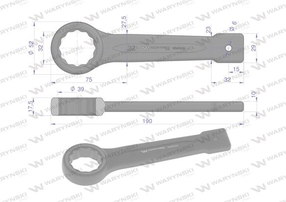 Klucz oczkowy do pobijania 32 mm Waryński