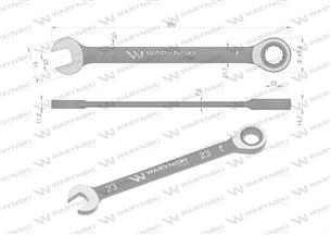 Klucz płasko-oczkowy 23 mm z grzechotką 72 zęby standard ASME B107-2010 Waryński