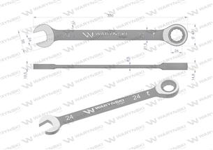 Klucz płasko-oczkowy 24 mm z grzechotką 72 zęby standard ASME B107-2010 Waryński