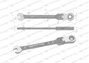 Klucz płasko-oczkowy 6 mm z grzechotką 72 zęby i przegubem Waryński