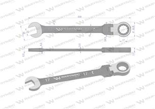 Klucz płasko-oczkowy 17 mm z grzechotką 72 zęby i przegubem Waryński