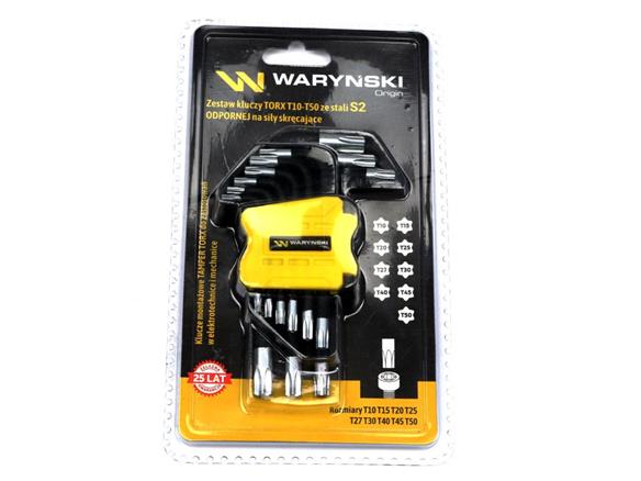 Zestaw kluczy TORX T10-T50 ze stali S2 9el w uchwycie Waryński