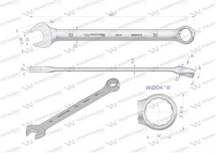 Klucz płaskooczkowy extra długi 32mm dł 431mm standard ASME B107.9M Waryński