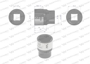 Nasadka sześciokątna 1/2". 24 mm. CrV50BV30. DIN 3124. Waryński