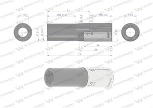 Nasadka sześciokątna 1/2". 14 mm. długa. CrV50BV30. DIN 3124. Waryński