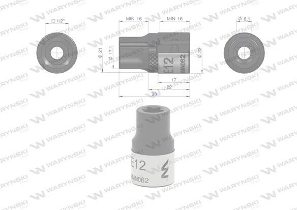 Nasadka star 1/2". E12 CrV50BV30. Waryński