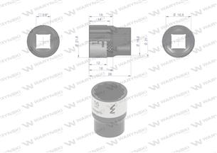 Nasadka dwunastokątna 3/8". 16 mm. CrV50BV30. DIN 3124. Waryński