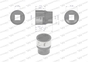 Nasadka dwunastokątna 3/8". 19 mm. CrV50BV30. DIN 3124. Waryński