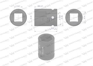 Nasadka udarowa sześciokątna 3/4". 27 mm. CrMo. DIN 3129. Waryński
