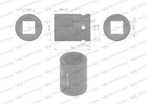 Nasadka udarowa sześciokątna 3/4". 28 mm. CrMo. DIN 3129. Waryński
