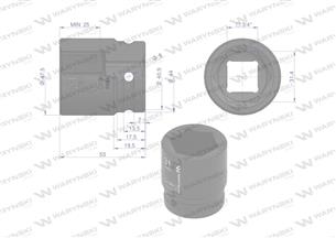 Nasadka udarowa sześciokątna 3/4". 31 mm. CrMo. DIN 3129. Waryński