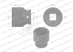 Nasadka udarowa sześciokątna 3/4". 39 mm. CrMo. DIN 3129. Waryński