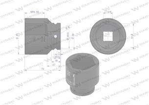 Nasadka udarowa sześciokątna 3/4". 51 mm. CrMo. DIN 3129. Waryński