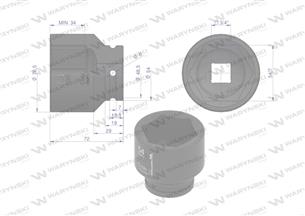 Nasadka udarowa sześciokątna 3/4". 54 mm. CrMo. DIN 3129. Waryński