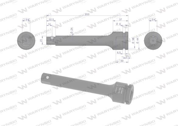 Przedłużka do nasadek udarowych 3/4". 200mm. CrMo. Waryński