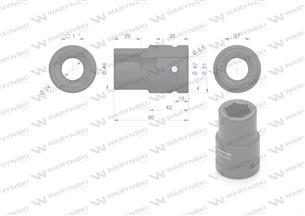 Nasadka udarowa sześciokątna 1" długa. 27 mm. CrMo. DIN 3129 Waryński
