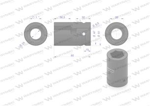 Nasadka udarowa sześciokątna 1" długa. 30 mm. CrMo. DIN 3129 Waryński