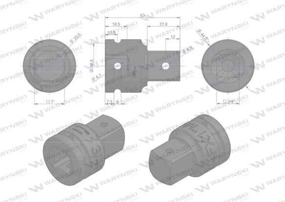 Adapter do kluczy udarowych 3/4 na 1" Waryński