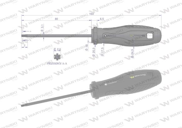 Wkrętak T10. 80 mm. stal SVCM. Waryński